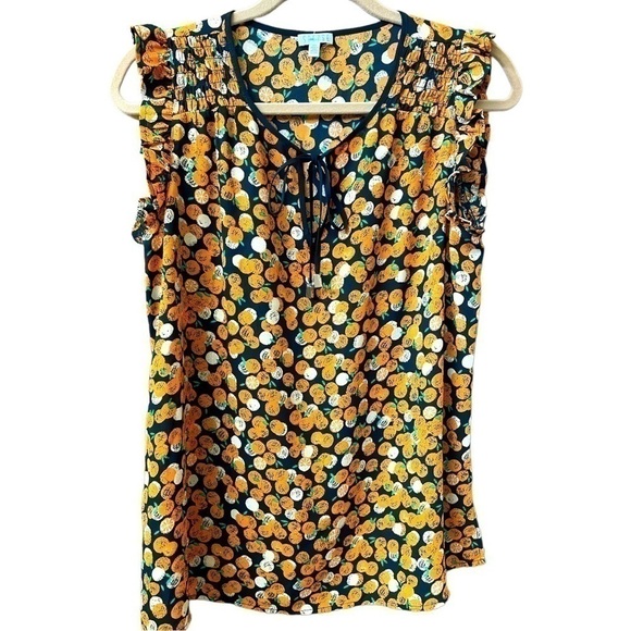 Spense Tops - Spense sleeveless top, size medium, citrus fruit print, smocking detail